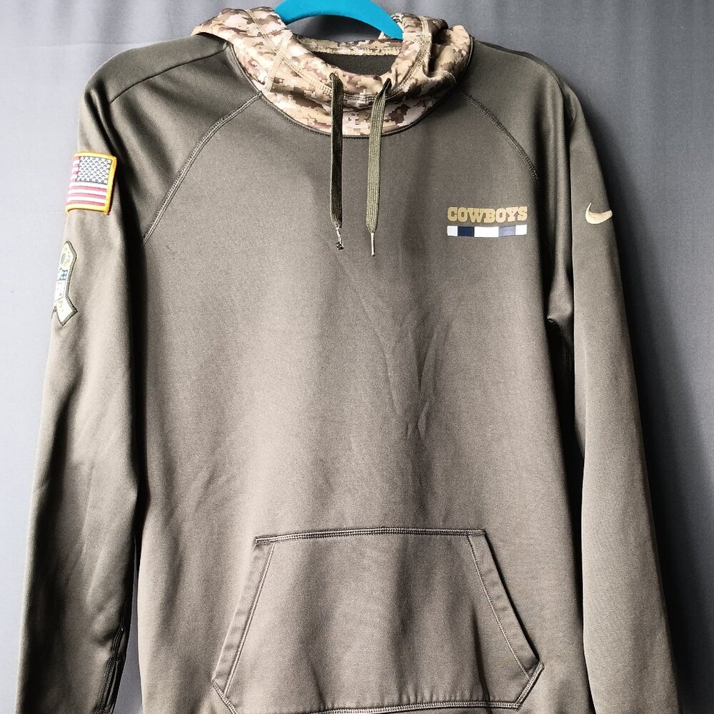 Dallas Cowboys Nike Salute Therma Pullover Performance Hoodie Color Olive Size L